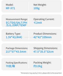 Vente chaude Le plus récent <span class=keywords><strong>PH</strong></span>-mètre 7 en 1 <span class=keywords><strong>PH</strong></span>/TDS/EC/TEMP/Salinité/ORP/S.G Tetser de qualité de l'eau 7 en 1 Testeur d'eau CE approuvé - Product Image 6