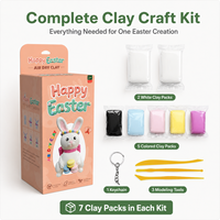 Kit de Bricolage Pâques en Argile à Séchage à l'Air - Ensemble Lapin en Pâte à Modeler Non Toxique pour Enfants, Cadeau et Décoration de Fêtes Tout-en-un, OEM