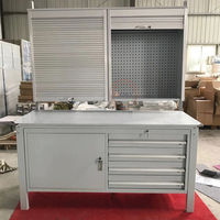 Banc de travail modulaire industriel robuste et réglable pour garage, laboratoire, ESD, avec armoire à outils