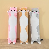 Oreiller en peluche pour chat de 90 cm, adorable chaton en peluche, jouet doux confortable, design anime, rembourrage en coton PP polyester, cadeau unisexe, sous vide