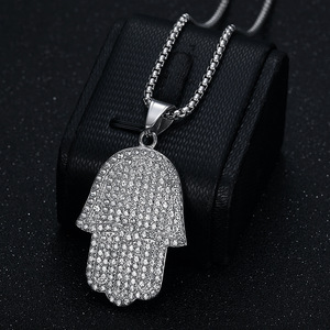 Hiphop Punk roestvrijstalen bling iced-out handhanger 60cm lange ketting verguld herenaccessoire - Product Image 4
