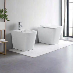Sanitaire <span class=keywords><strong>wc</strong></span> au sol ensemble de toilette salle de bain céramique dos au mur toilette carrée - Product Image 2