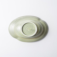 Vaisselle en porcelaine de style nordique, couleur vert haricot réactif, pour table de haute couture, bols de service ovales uniques en céramique