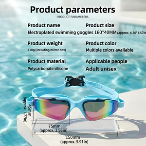 Lunettes de natation de compétition pour adultes JW-1278 (hommes et femmes) ; Lunettes de natation professionnelles avec verres PC anti-buée, protection UV et monture intermédiaire électroplaquée - Product Image 5
