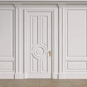 Nueva puerta de madera maciza de plástico blanco personalizada, puerta Interior interior en el dormitorio del baño en Europa