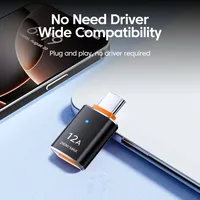 Adaptateur USB 3.0 Type C 12A en alliage d'aluminium avec LED, sortie CC, charge rapide, transfert de données, pour ordinateur portable, téléphone portable, tablette