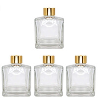 Nouveau flacon d'aromathérapie de 30ml 50ml 100ml 130ml 200ml bouteille en verre diffuseur de roseau transparent de forme carrée avec bouchon