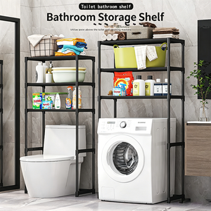 Organizador de Lavandería Multifuncional de Plástico de Dos Niveles, Estante de Almacenamiento Sobre la Lavadora para Baño - Product Image 1