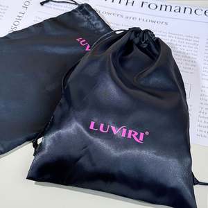 Bolsas de Almacenamiento de Extensiones de Cabello y Pelucas de Satén Personalizadas con Cierre de Cinta, Impresas con Serigrafía para Empaque de Joyería - Product Image 2