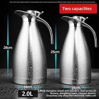 Carafe isotherme à double paroi en acier inoxydable 304, bouilloire à eau chaude, 1,5L-2L, bouteille thermique pour eau froide, style européen
