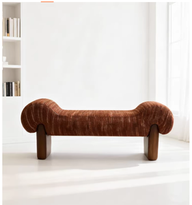 Banco Minimalista Italiano <span class=keywords><strong>de</strong></span> <span class=keywords><strong>Madera</strong></span> Maciza con Chenilla Jacquard, Pieza <span class=keywords><strong>de</strong></span> Diseño <span class=keywords><strong>para</strong></span> Sala <span class=keywords><strong>de</strong></span> Estar, <span class=keywords><strong>Pie</strong></span> <span class=keywords><strong>de</strong></span> <span class=keywords><strong>Cama</strong></span> y Entrada - Product Image 4