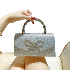 High-end PVC <b>Square</b> Bag Magnetic Closure Single Handle European American Fashion Design Bow Chain Polyester Tanjing - Product Image 1