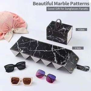 Étui de voyage gratuit pour lunettes de soleil, 4/5 compartiments, étui à lunettes pour plusieurs paires, étui de rangement en cuir pour femmes et hommes - Product Image 4