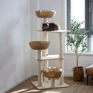 Luxury Log Color Rattan Cat Tree Condo con raspadores y cama-Diseño moderno - Product Image 4