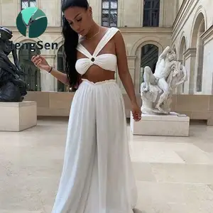 Verão 2021 nova cor Sólida sexy elegante moda new um ombro-side abertura e 2 pedaço ocasional conjunto esportes das mulheres