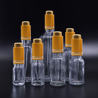 Klare Glas-Tropfflaschen 10ml 20ml 30ml 50ml 100ml, Parfüm- und Ätherische-Öl-Fläschchen mit Korb-Gold-Tropfverschluss