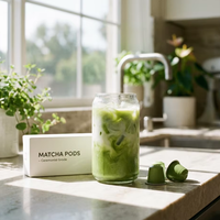 Capsules de café au thé vert Matcha, compatibles K-Cup, dose individuelle, qualité cérémoniale, pour booster la caféine, pour la préparation de lattes à la maison ou au bureau