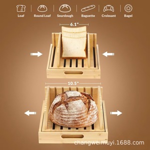 Cortador de pan de madera con bandeja de almacenamiento de 10.5 pulgadas, rebanador de pan de madera maciza para hacer tostadas - Product Image 4
