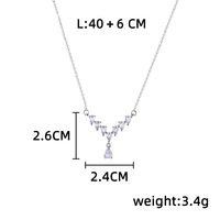 Collier ras du cou minimaliste élégant XL052 en acier inoxydable 316L plaqué argent, avec zircon cubique en forme de V, chaîne à maillons, ne ternit pas