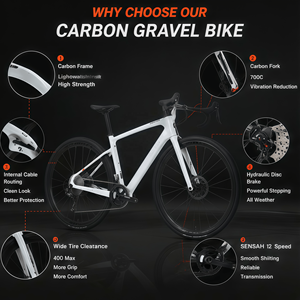 Vélo <span class=keywords><strong>de</strong></span> gravier en carbone aérodynamique 12 vitesses XC, vélo <span class=keywords><strong>de</strong></span> gravier avec câblage interne complet, frein à disque hydraulique 700x40C, vélo <span class=keywords><strong>de</strong></span> gravier d'usine - Product Image 2