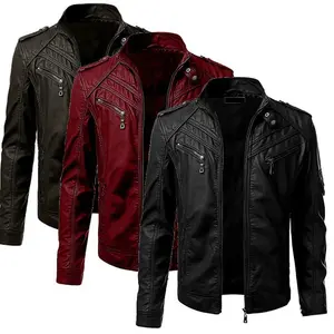 Latest Design Custom Brand Fashion Black Mens Bike Motor Leather Jacket