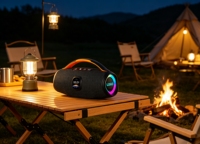 Enceinte Bluetooth portable 30W, double haut-parleur de 4 pouces, son puissant pour fêtes, V5.4, sans fil, pour extérieur, avec lumières RGB et subwoofer