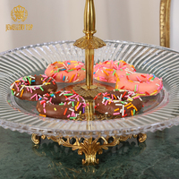 Jewellerytop Nouveau design Cristal Support à cupcakes à 2 niveaux Dessert haut de gamme Vaisselle pour la décoration