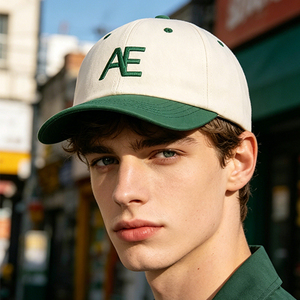 Gorra de Béisbol de Algodón de Dos Tonos, Crema y Verde Bosque, con Bordado <span class=keywords><strong>AE</strong></span> Interlock y Bordado 'NATURE CALLS' en la Parte Posterior - Product Image 4
