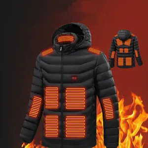 Heated Coat Men Outdoor Custom 9 Heated Zones Electric Jacket For Winter Warm Electric Thermal Wholesale Usb Heated Clothing