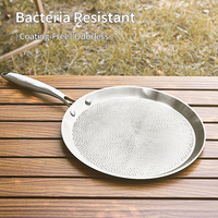 Poêle à frire moderne haut de gamme en titane 3 couches 8'' - Texture martelée Lotus, revêtement antiadhésif physique, couvercle en verre, compatible gaz et induction