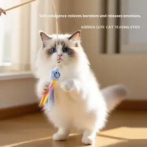 Klasik Hayvan Cenneti Serisi Peluş Ahşap Kedi Oyun Çubuğu Tüy Çanlı Kendi Kendine Eğlence Sağlayan Çevre Dostu Kedi Oyuncağı Sınır Ötesi - Product Image 4