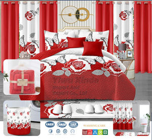 Ensemble de couvre-lit en microfibre douce, ensemble de <span class=keywords><strong>draps</strong></span>, ensemble de literie avec rideaux assortis, taille <span class=keywords><strong>king</strong></span>, ensemble de literie de 24 pièces avec rideaux - Product Image 3