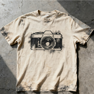 T-shirt Personalizzata Strappata e Usurata con Stampa, 100% Cotone Lavato con Acido per un Effetto Vintage Sbiadito e Consumato. - Product Image 3