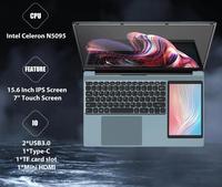 Ordinateur portable à double écran 15,6''+7'' IPS tactile, Intel Celeron N100, 32 Go+2 To SSD, Windows 10/11, déverrouillage par empreinte digitale à 180°, pour les professionnels