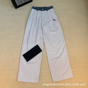 Pantaloni Casual Larghi in Denim Lavato con Inserti a Righe per Primavera Estate 2025 - Product Image 6