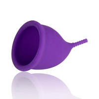 Copa Menstrual Reutilizable de Silicona de Grado Médico, Plegable y Suave, Color Rosa/Morado, Caja de Regalo, Venta al Por Mayor Personalizada, Tamaño Pequeño/Grande, 5 Años de Garantía