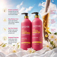 Kit de Soins Capillaires à la Kératine OEM Marque Privée pour Cheveux Abîmés – Réparateur, Après-Shampoing et Masque pour un Contrôle des Frisottis et une Chevelure Lisse