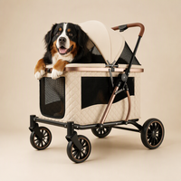 Poussettes pour animaux de compagnie pour grands chiens, charge maximale de 55 kg | Pliage en une seule touche | Roues EVA de 7 "/10" | Tissu Lin + Composite | Logo personnalisé