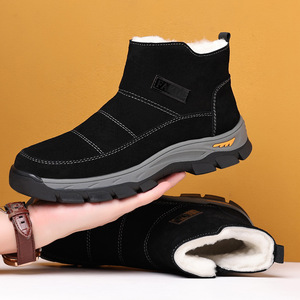 Stivali da neve caldi in lana invernale da esterno in vera pelle di vacchetta <span class=keywords><strong>scarpe</strong></span> Casual da <span class=keywords><strong>uomo</strong></span> in cotone alto - Product Image 2