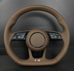Volante Multifuncional para Auto <span class=keywords><strong>Audi</strong></span> S Line, Volante de Cuero Perforado Marrón con Botones de Control, Compatible con la Serie <span class=keywords><strong>Audi</strong></span> - Product Image 4
