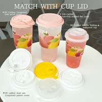 Gobelet en plastique jetable personnalisé avec logo, 500 ml, qualité alimentaire, 90 mm, gobelet en PP givré, gobelet à bulles, gobelet rayé avec couvercle en dôme, anti-fuite