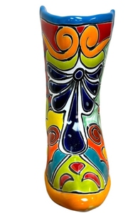 Céramique Cowboy Boot Planter Folk Art Pot Home Decor Peint à la Main <span class=keywords><strong>Poterie</strong></span> <span class=keywords><strong>Mexicaine</strong></span> 7.5" - Product Image 2
