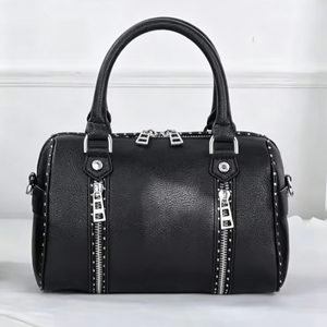 Sac à main portable en PU noir grain litchi, design moderne et personnalisé pour femme, vente en gros, durable et tridimensionnel - Product Image 1