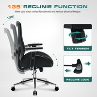 Chaise de bureau ergonomique VANBOW 750LBS en maille noire robuste et large avec soutien lombaire pour femmes grandes tailles