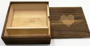 Stained Walnut Color Sliding Lid Wooden Storage Boxes with Compartments Wooden Memory Print Box for USB <strong>Wedding</strong> Photo <strong>Keepsakes</strong> - Product Image 6