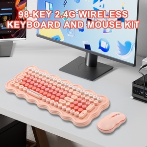 Dễ Thương Đa-Màu Máy Đánh Chữ Phong Cách Vòng Keycap Bàn Phím Màu Hồng 98-Key 2.4G Không Dây Bàn Phím Máy Tính Và Chuột Thiết Lập Cho Cô Gái - Product Image 3