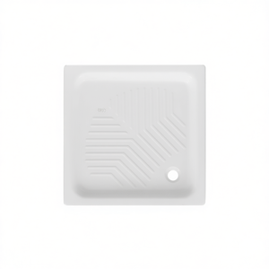 Plato de ducha cuadrado de cerámica 90 x 90 cm, altura 12 cm, con diseño de drenaje para baño - Product Image 3
