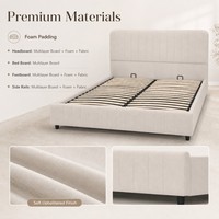 Cadre de lit rembourré moderne avec tête de lit à cannelures verticales pour chambre à coucher Queen