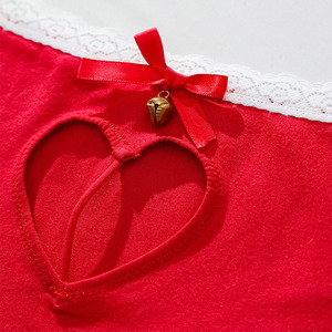 Slip da <span class=keywords><strong>Donna</strong></span> a Vita Media con Stampa di Lettere, Colore Rosso Morbido, con Apertura Posteriore, Campana e Fiocco - Product Image 4