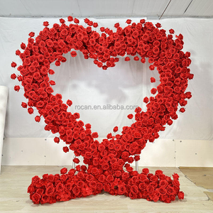 Arche de fleurs en forme de cœur rouge pour demande en <span class=keywords><strong>mariage</strong></span>, support métallique en forme de cœur avec décoration florale pour <span class=keywords><strong>mariage</strong></span> - Product Image 3